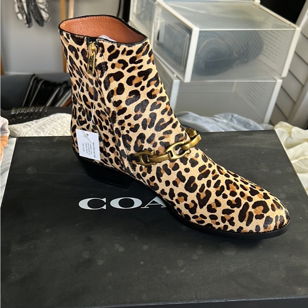 Coach boots cheetah print fur